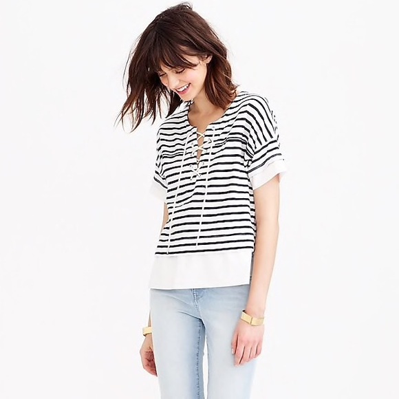 J. Crew Tops - J. Crew Swingy Lace Up Sailor Shirt